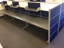Tile Base Screens With Screen Hung Shelves. Whiteboard Tiles. Ecotech Metal C Leg Desks